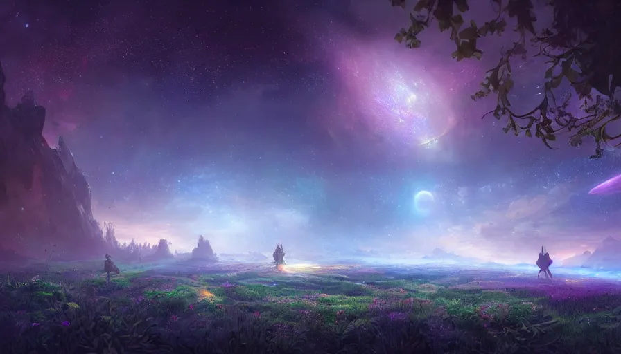 Image similar to the garden at the end of the universe, trippy, jessica rossier, art station