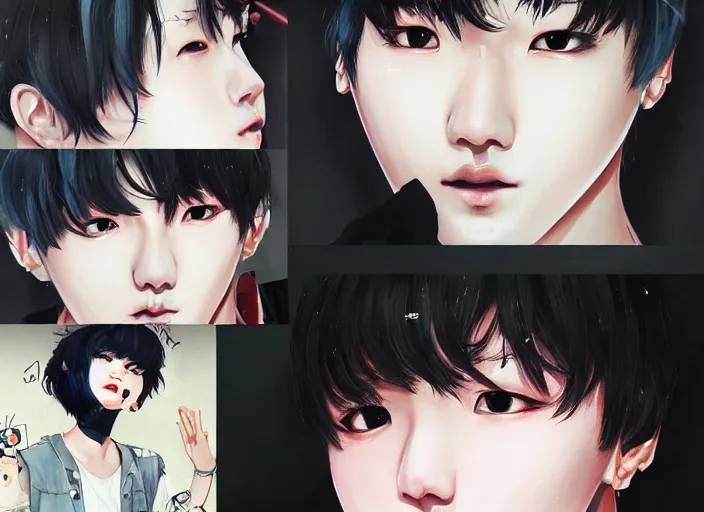 Prompt: YOONGI from bangtan sonyeondan: portrait ROSSDRAWS+ CGSOCIETY+JAMES JEAN+WLOP