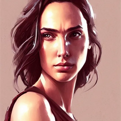 Prompt: “ portrait of gal gadot by greg rutkowski, young, attractive, highly detailed portrait, scifi, digital painting, artstation, concept art, smooth, sharp foccus ilustration, artstation hq ”