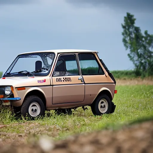Prompt: promotional photo of off road fiat 1 2 6 p