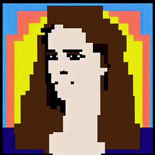 Image similar to pixel art of Emma Watson, minimalist