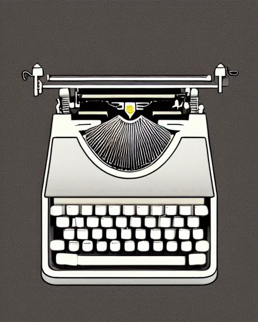 Prompt: artdeco illustration digital art typewriter. retro. old.