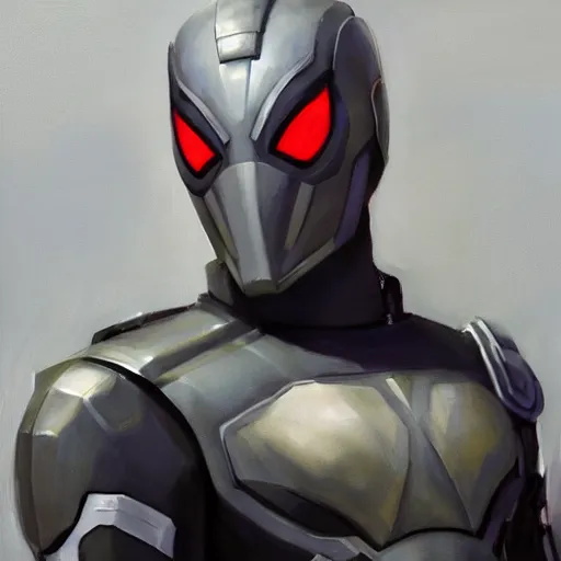 Prompt: greg manchess portrait painting of armored spiderman ultraman grey fox from metal gear cyborg gay japanese - american hybrid as overwatch character, medium shot, asymmetrical, profile picture, organic painting, sunny day, matte painting, bold shapes, hard edges, street art, trending on artstation, by huang guangjian and ail elvgren and sachin teng