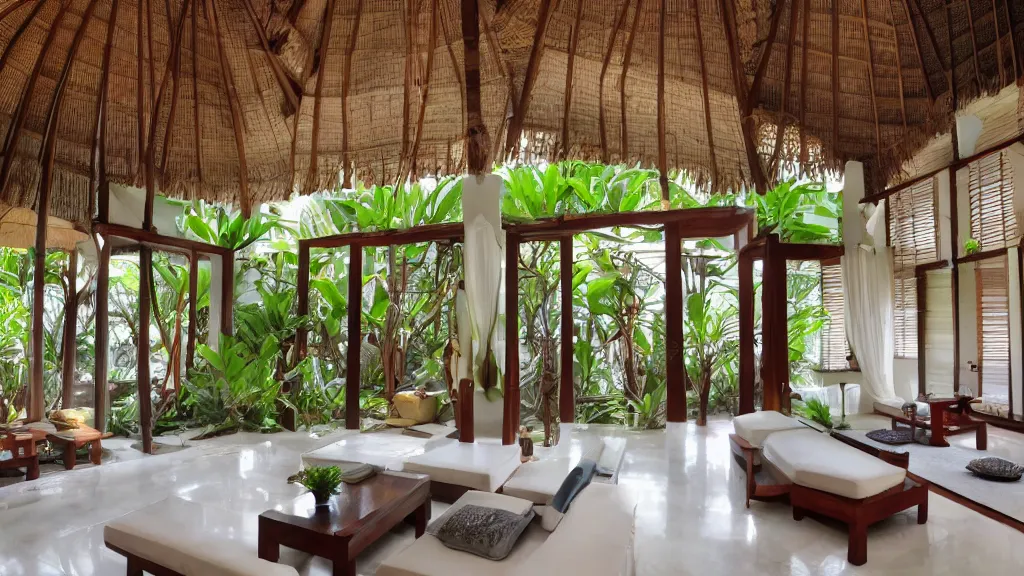 Image similar to bali interior indoor architecture, trending, famous, popular