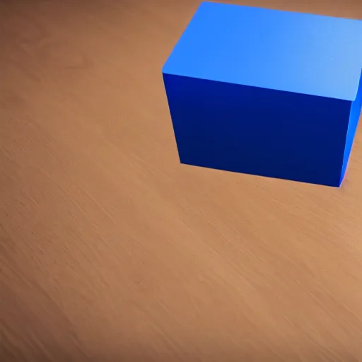 Prompt: A blue cube is placed on the table, octane render, ray traced, rtx