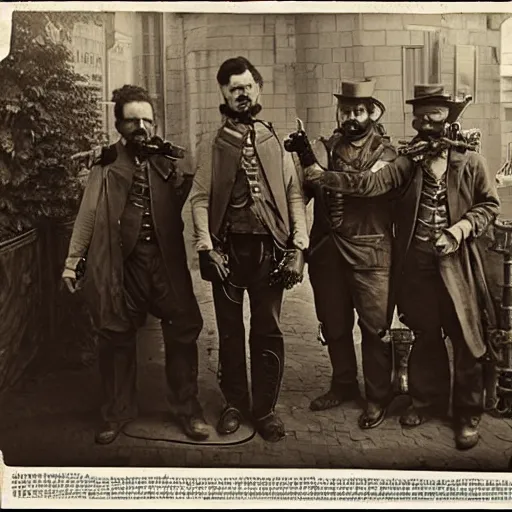 Prompt: Steampunk Ghostbusters, 1884, real photo
