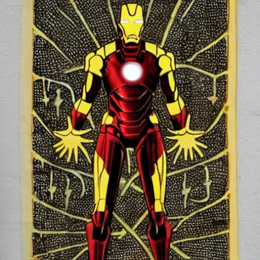 Image similar to iron man, illuminated manuscript!!!!