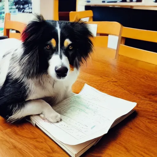 Image similar to photo of a dog eating homework