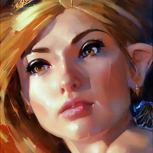 Image similar to princess zelda by michael garmash, katsuhiro otomo, vincent di fate, perfect face, detailed sharp focus, rule of thirds, seductive look, beautiful