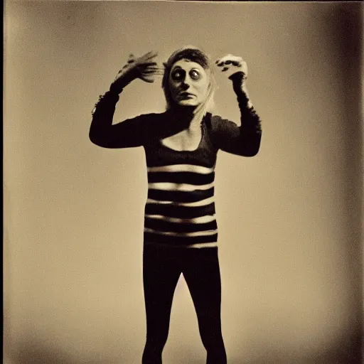 Prompt: portrait of virus performer by Diane Arbus, 50mm