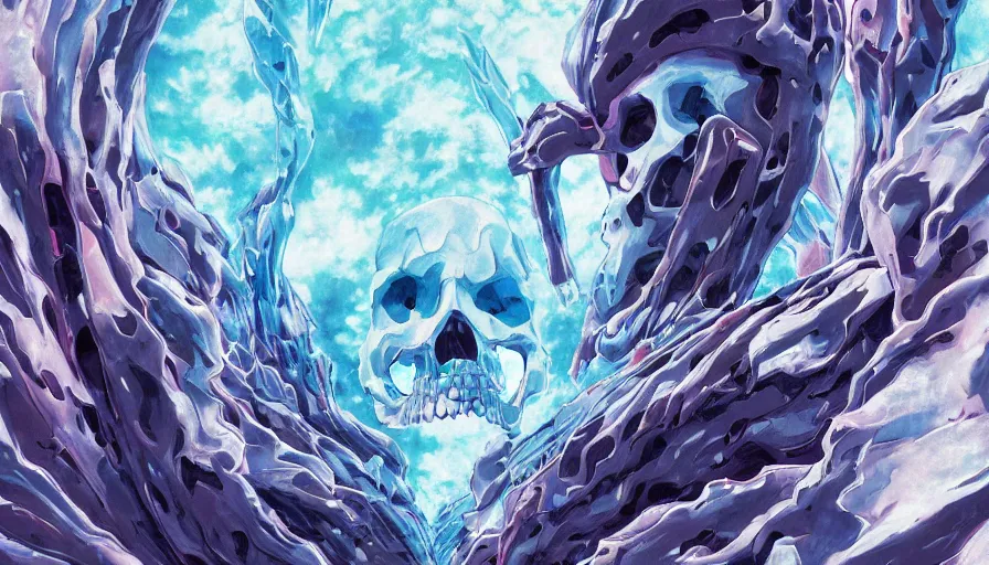 Prompt: skull bynbettexperiments dissolcea, broken skull of an evangelion monster angel hideaki anno