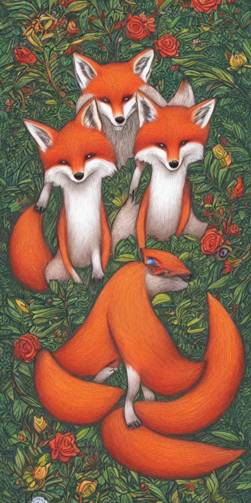 Image similar to greeting card, love, 2 beautiful foxes, by greg simkins, warm colors, cozy