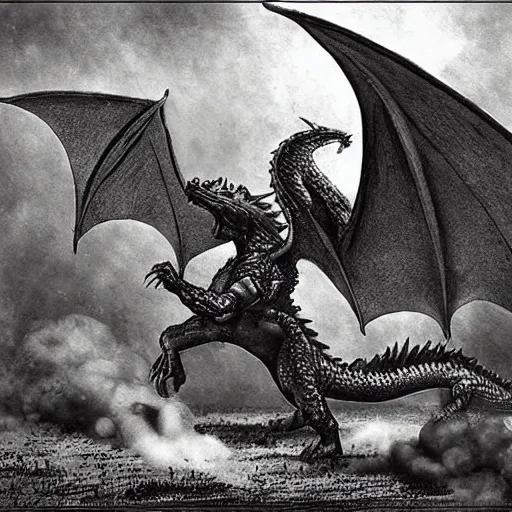 Image similar to fantasy dragons, world war 1, old photograph
