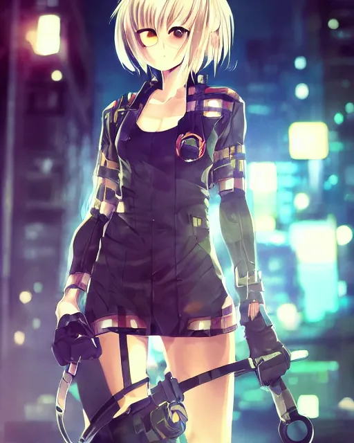 Image similar to full body portrait of anime girl in mechanic armor in night tokyo by makoto sinkai, perfect face, fine details