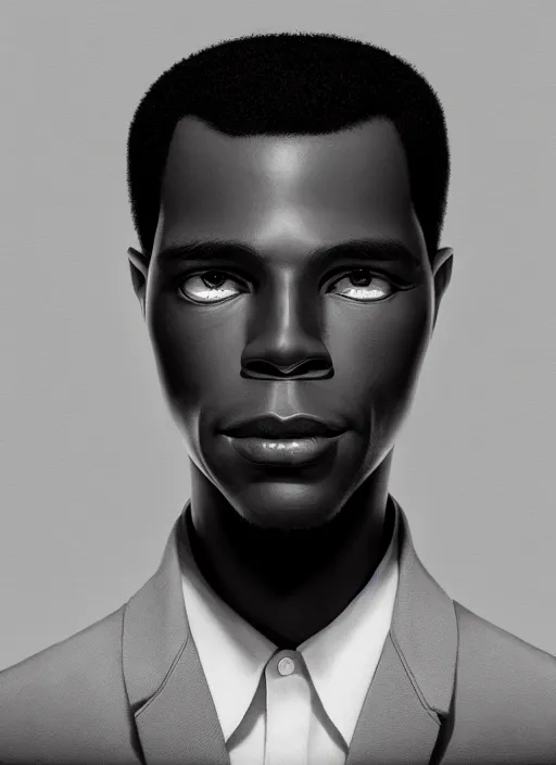 Image similar to an anthropomorphic beautiful black male portrait taking photos black letter jacket, short hair, fine art, award winning, intricate, elegant, sharp focus, octane render, hyperrealistic, cinematic lighting, highly detailed, digital painting, 8 k concept art, art by jamie hewlett and z. w. gu, masterpiece, trending on artstation, 8 k