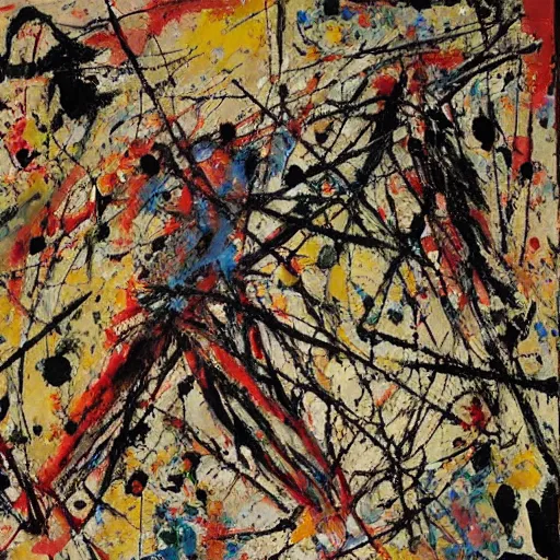 Image similar to a abstract painting quarrel lovers by jackson pollock