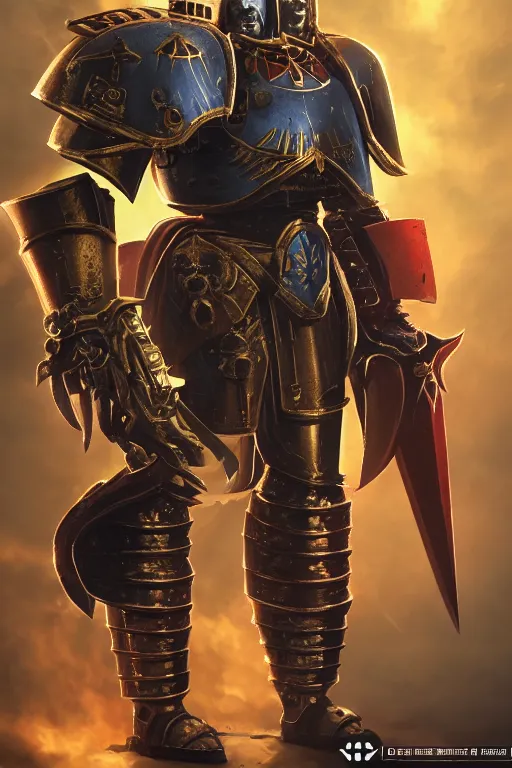 Image similar to armor portrait heros warhammer 4 0 k horus heresy fanart - the primarchs emperor by johannes helgeson animated with vfx concept artist & illustrator global illumination ray tracing hdr fanart arstation zbrush central hardmesh 8 k octane renderer