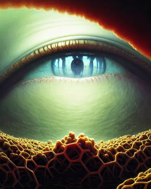 Image similar to a hyper - detailed 3 d render like an oil painting of the hivemind's eye viewing the stream of thought, surrealism!!!!! concept art, lifelike, photorealistic, digital painting, smooth, sharp focus, artstation hd, by greg rutkowski, bruce pennington, valentina remenar, rhads, asher duran,