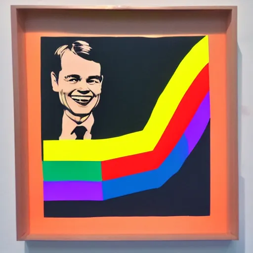 Image similar to rainbow smiling happy alan turing. pop art.