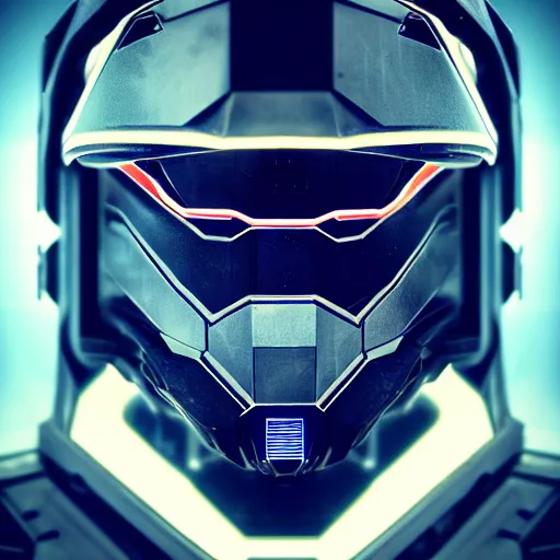 Image similar to cyberpunk halo helmet on space, close shot, reflection, epic, dramatic, cinematic, award winning, ultra detailed, realistic, 8k,