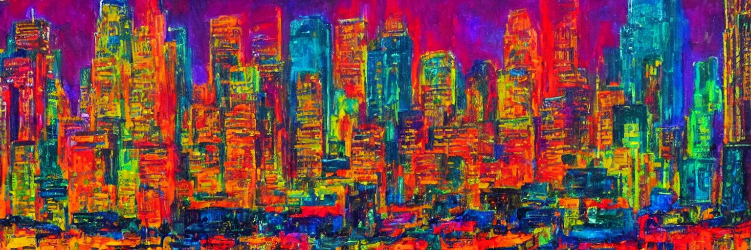 Image similar to a colorful landscape of new york by night in the style of alberto mielgo