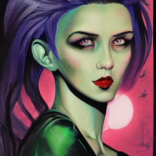 Prompt: a detailed and complex, highly detailed, concept art, soviet propaganda poster depicting a portrait of a gothic e - girl with neon hair. painting by irakli toidze