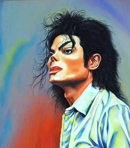 Prompt: portrait of michael jackson by philip pearlstein, high quality, high detail