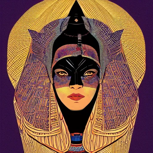 Image similar to portrait of mad egyptian queen, symmetrical, by juan gimenez and victo ngai, drawing, illustration, clear line