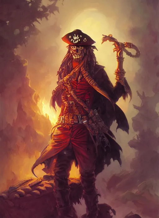 Image similar to undead pirate captain by adrian smith and vladimir volegov and alexander averin and delphin enjolras and daniel f. gerhartz