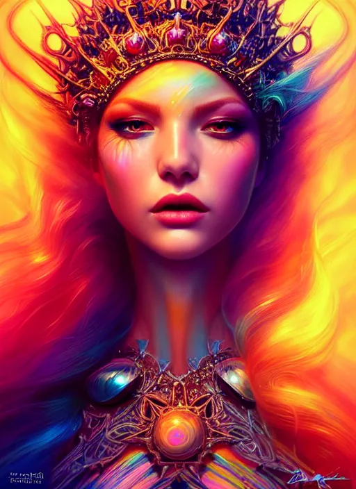 Prompt: portrait of sea queen, fantasy, rule of thirds, intricate, neon highlights, octane render, detailed, beautiful, unreal engine, symmetrical!!, loreal, maybelline, sephora, loreal, artstation, art by karol bak, art by artgerm, rossdraws, cinematic, concept art, filmic, vsco