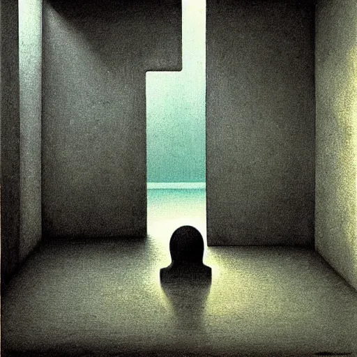 Image similar to backrooms swimming pool liminal space by zdzislaw beksinski