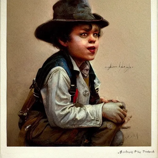 Image similar to (((((portrait of boy dressed as retro sciencepunk explorer costume . muted colors.))))) by Jean-Baptiste Monge !!!!!!!!!!!!!!!!!!!!!!!!!!!