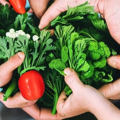 Image similar to the vegetables have their hands full of flowers