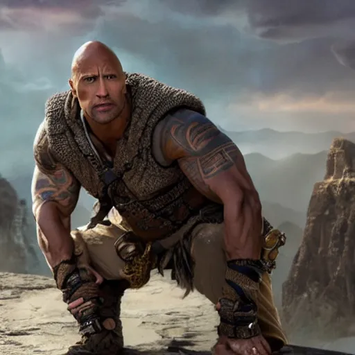 Prompt: dwayne johnson as a dungeons and dragons wizard, 4 k, detailed
