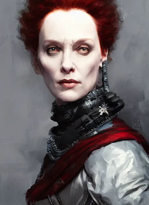 Prompt: Portrait Elizabeth Queen of Scots, marvel comics, dark, intricate, highly detailed, smooth, artstation, digital illustration by Ruan Jia and Mandy Jurgens and Artgerm and Wayne Barlowe and Greg Rutkowski and Frank Frazetta