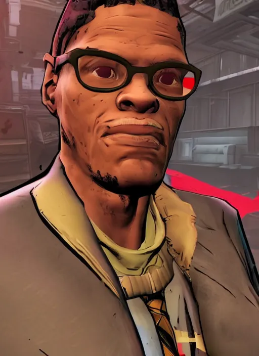 Prompt: malcolm x in the borderlands 3 style