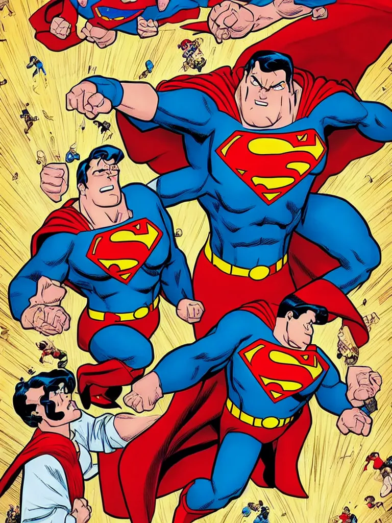 Prompt: Action Comics cover where Superman is punching Peter Griffin