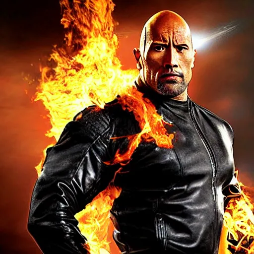 Image similar to dwayne johnson as ghost rider