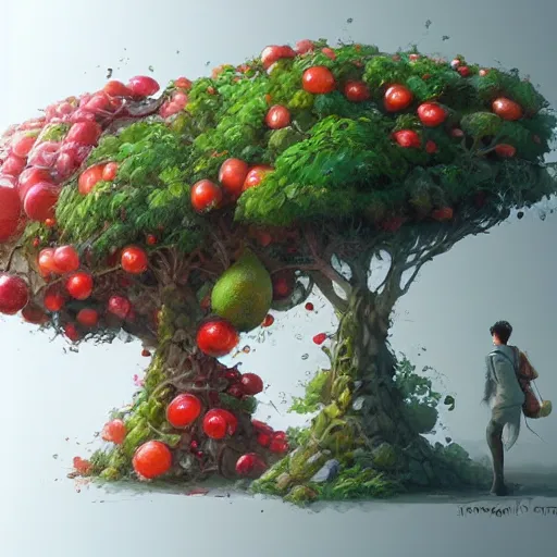 Prompt: tree that looks like fruits, made by stanley artgerm lau, wlop, rossdraws, james jean, andrei riabovitchev, marc simonetti, yoshitaka amano, artstation, cgsociety