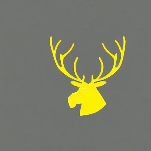 Image similar to a yellow moose logo with maple leaf shaped antlers, graphic design, logo