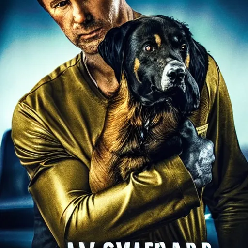 Image similar to poster for a big budget hollywood action movie about a man who avenges the death of his dog, cinematic, illustration, highly detailed