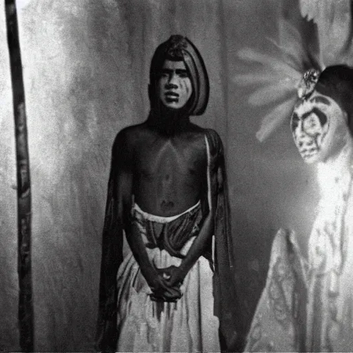 Image similar to A tikbalang, 16mm film, ethereal, horror