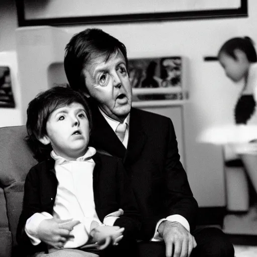 Prompt: paul mccartney bullying a small child, photograph, 4 k