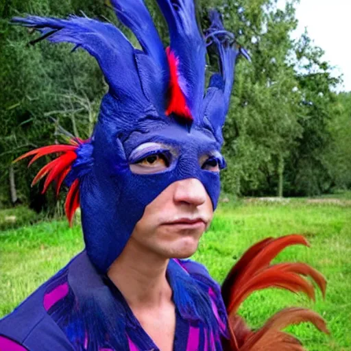 Image similar to human rooster hybrid rooster with human ears
