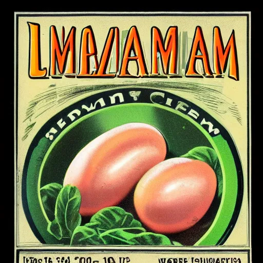 Prompt: vintage food label for lima beans.