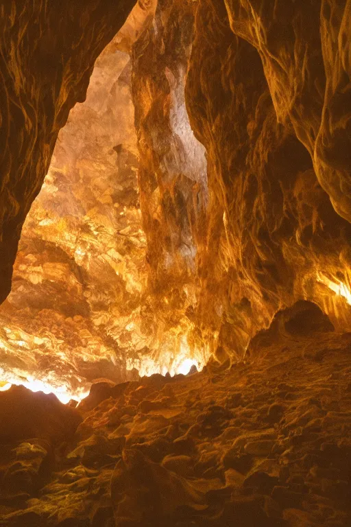 Image similar to photograph of inside of beautiful glowing caves