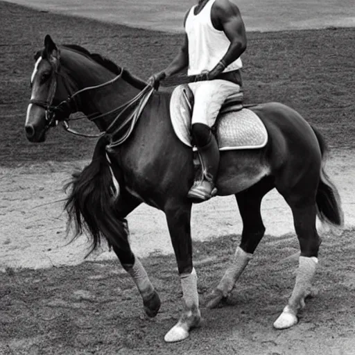 Prompt: michael jordan horseback riding