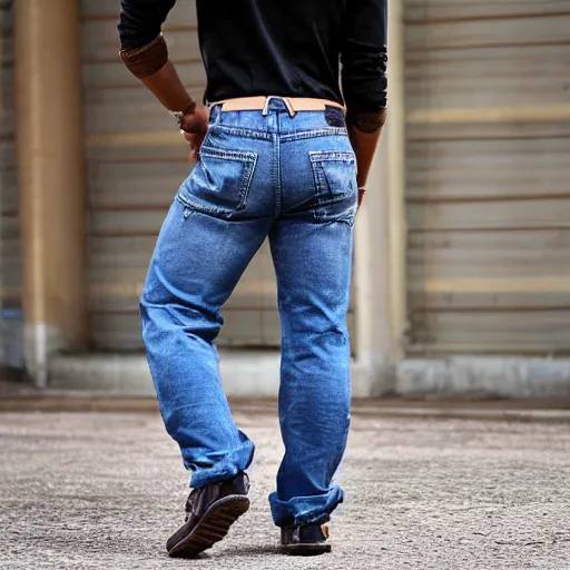 Prompt: man wear a high waist jeans, only the best images, thx