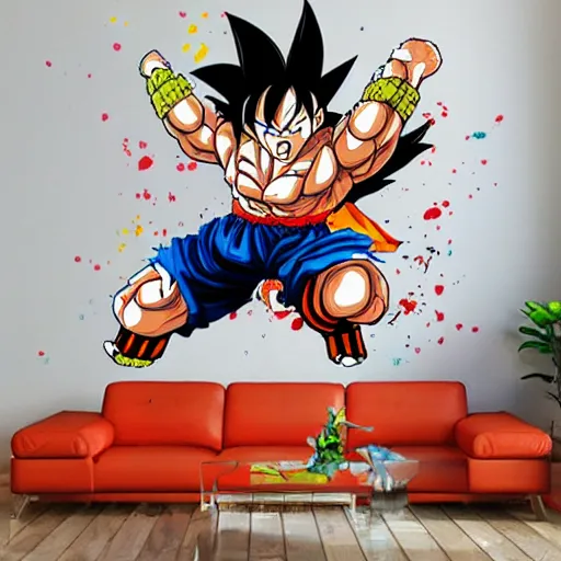 Prompt: die cut sticker, goku, gatling attack by luffy, splatter paint