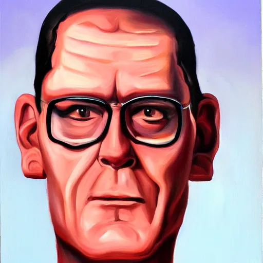 Prompt: hank hill, oil painting